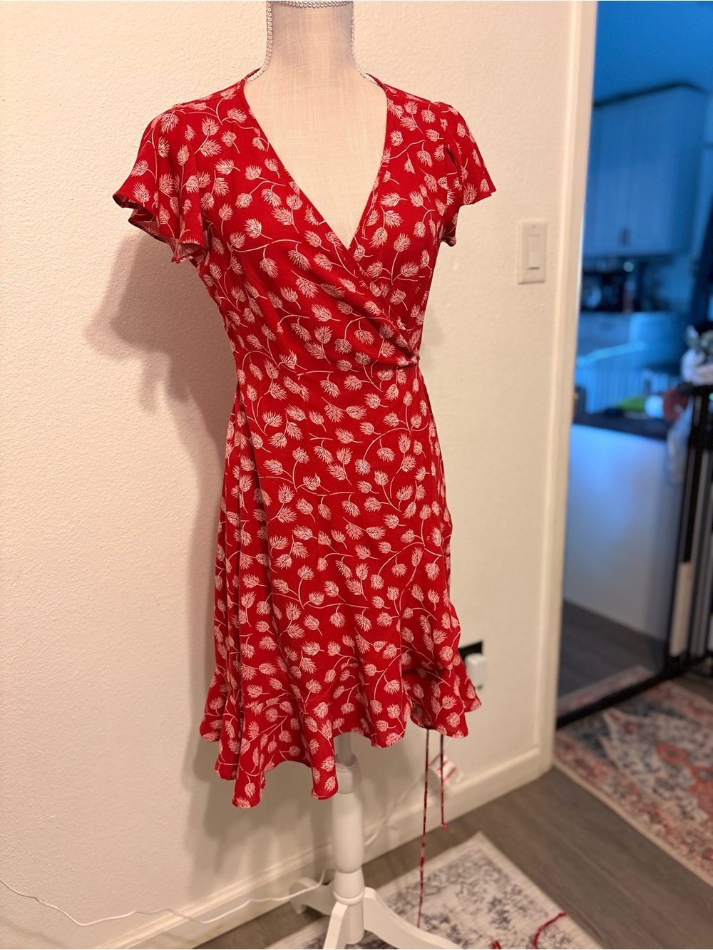 Red Floral Wrap Dress - Women's Summer Dress
